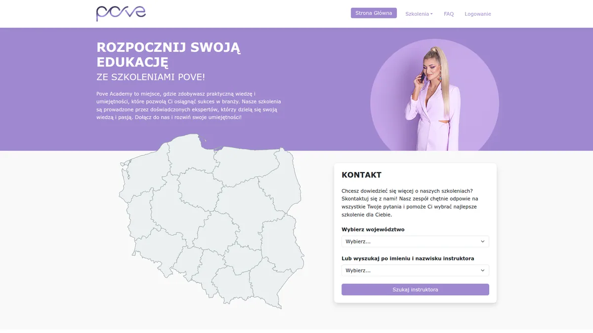 Zrzut ekranu projektu Szkolenia.pove.pl, kategoria Web